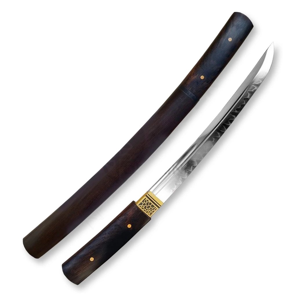 foto Japan Swords Funk�n� tanto Kurokage z oceli T-10, ebenov� d�evo, hamon Choji